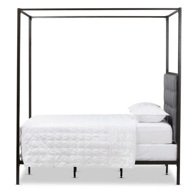 Queen Eleanor Vintage Industrial Finished Metal Canopy Bed Black - Baxton Studio 1 Queen Eleanor Vintage Industrial Finished Metal Canopy Bed Black - Baxton Studio