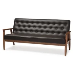 Sorrento Mid-Century Retro Modern Faux Leather Upholstered Wooden 3 Seater Sofa - Baxton Studio -Baxton Studio GUEST 7944c189 23b8 448e ad56 0b0a4ea0ccce