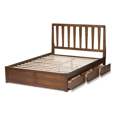 Queen Raurey Modern And Contemporary Walnut Finished Storage Platform Bed Brown - Baxton Studio 4 Queen Raurey Modern And Contemporary Walnut Finished Storage Platform Bed Brown - Baxton Studio - Image 4