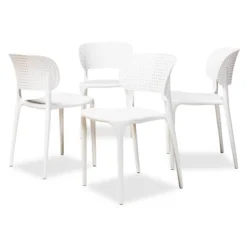 4pc Rae Plastic Stackable Dining Chair Set - Baxton Studio -Baxton Studio GUEST 79b7341e 2fd3 4c93 abfd a8cf1ae0aa14