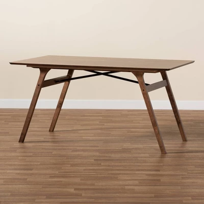 Saxton Wood Dining Table Walnut Brown/Black - Baxton Studio 6 Saxton Wood Dining Table Walnut Brown/Black - Baxton Studio - Image 6
