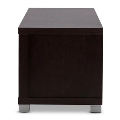 Gerhardine Wood 3 Drawer TV Stand For TVs Up To 62" Dark Brown - Baxton Studio 2 Gerhardine Wood 3 Drawer TV Stand For TVs Up To 62" Dark Brown - Baxton Studio - Image 2