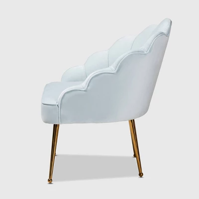 Cinzia Velvet Upholstered Seashell Shaped Accent Chair - Baxton Studio 2 Cinzia Velvet Upholstered Seashell Shaped Accent Chair - Baxton Studio - Image 2
