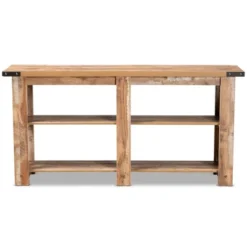 Angelo Rustic Wood Console Table Oak Brown - Baxton Studio