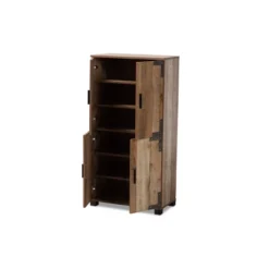 4 Door Cyrille Wood Shoe Cabinet Brown - Baxton Studio