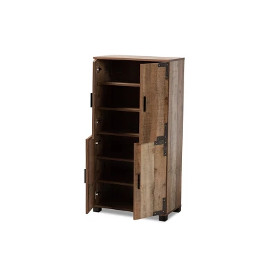 4 Door Cyrille Wood Shoe Cabinet Brown - Baxton Studio 1 4 Door Cyrille Wood Shoe Cabinet Brown - Baxton Studio