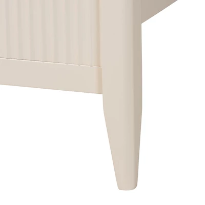Baxton Studio Primrose Mid-Century Ivory Fluted Wood 4-Piece Bedroom Set 8 Baxton Studio Primrose Mid-Century Ivory Fluted Wood 4-Piece Bedroom Set - Image 8
