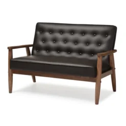 Sorrento Mid-Century Retro Modern Faux Leather Upholstered Wooden 2 Seater Loveseat - Baxton Studio 9 Sorrento Mid-Century Retro Modern Faux Leather Upholstered Wooden 2 Seater Loveseat - Baxton Studio -Baxton Studio GUEST 7b165166 8cee 4791 a4ed 8b3d0e0911b3