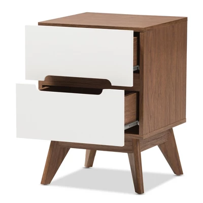 Calypso Mid - Century Modern Wood 3 - Drawer Storage Nightstand - Brown - Baxton Studio 1 Calypso Mid - Century Modern Wood 3 - Drawer Storage Nightstand - Brown - Baxton Studio