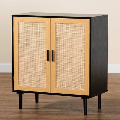 Maureen Wood And Rattan 2 Door Storage Cabinet Espresso/Natural Brown - Baxton Studio 8 Maureen Wood And Rattan 2 Door Storage Cabinet Espresso/Natural Brown - Baxton Studio - Image 8
