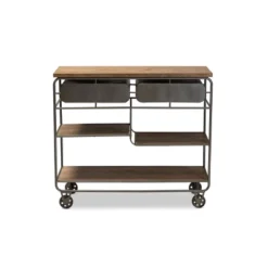 2 Drawer Grant Vintage Rustic Industrial Wood And Metal Kitchen Cart Brown/Black - Baxton Studio 11 2 Drawer Grant Vintage Rustic Industrial Wood And Metal Kitchen Cart Brown/Black - Baxton Studio -Baxton Studio GUEST 7be8e45b a70f 497e 995f f7c0325ad6da