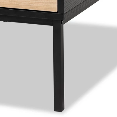 Haben Two-Tone Wood Coffee Table Oak Brown/Black - Baxton Studio: Industrial Style, Square Shape, Metal Frame 7 Haben Two-Tone Wood Coffee Table Oak Brown/Black - Baxton Studio: Industrial Style, Square Shape, Metal Frame - Image 7