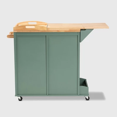 Dorthy Two-Tone Wood Kitchen Cart Green/Natural - Baxton Studio 4 Dorthy Two-Tone Wood Kitchen Cart Green/Natural - Baxton Studio - Image 4