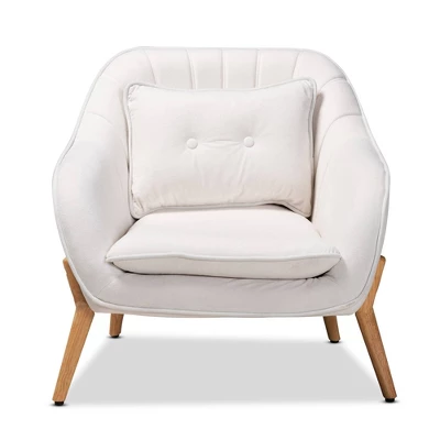 Valentina Velvet Natural Wood Armchair - Baxton Studio 1 Valentina Velvet Natural Wood Armchair - Baxton Studio
