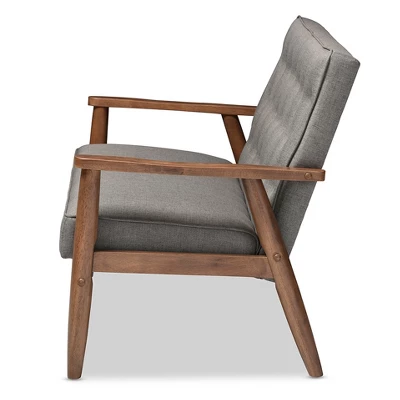 Sorrento Mid-Century Retro Modern Fabric Upholstered Wooden 2 Seater Loveseat Gray - Baxton Studio 2 Sorrento Mid-Century Retro Modern Fabric Upholstered Wooden 2 Seater Loveseat Gray - Baxton Studio - Image 2