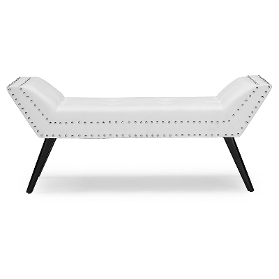 Tamblin Modern And Contemporary Faux Leather Upholstered Large Ottoman Seating Bench - White - Baxton Studio 1 Tamblin Modern And Contemporary Faux Leather Upholstered Large Ottoman Seating Bench - White - Baxton Studio