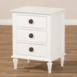 Venezia French - Inspired Rustic Washed Wood 3 - Drawer Nightstand - White - Baxton Studio 14 Venezia French - Inspired Rustic Washed Wood 3 - Drawer Nightstand - White - Baxton Studio -Baxton Studio GUEST 7e1303eb d199 44d3 82c2 9083aa416959