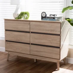 Mirren Light Oak 6 Drawer Dresser Brown, Dark Gray - Baxton Studio 15 Mirren Light Oak 6 Drawer Dresser Brown, Dark Gray - Baxton Studio -Baxton Studio GUEST 7eeb2213 a484 4a09 a307 2807813b0ac1