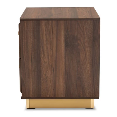 Cormac Wood And Metal 2 Drawer Nightstand - Baxton Studio 4 Cormac Wood And Metal 2 Drawer Nightstand - Baxton Studio - Image 4