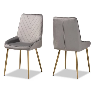 2pc Priscilla Velvet Fabric Upholstered Metal Dining Chair Set - Baxton Studio 9 2pc Priscilla Velvet Fabric Upholstered Metal Dining Chair Set - Baxton Studio - Image 9