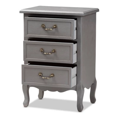 3 Drawer Capucine Finished Wood Nightstand Gray - Baxton Studio 1 3 Drawer Capucine Finished Wood Nightstand Gray - Baxton Studio