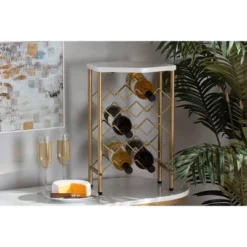Phoebe Metal Wine Rack With Faux Marble Tabletop Gold - Baxton Studio 8 Phoebe Metal Wine Rack With Faux Marble Tabletop Gold - Baxton Studio -Baxton Studio GUEST 7f8c4f95 ea38 45fd a081 6e9188d75fc5