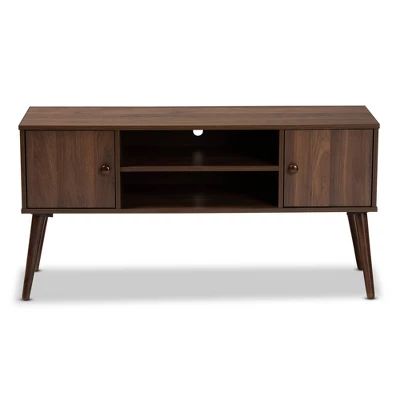 Alard 2 Door Wood TV Stand For TVs Up To 50" Walnut - Baxton Studio 2 Alard 2 Door Wood TV Stand For TVs Up To 50" Walnut - Baxton Studio - Image 2