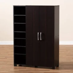 Marine Finished 2 Door Wood Entryway Shoe Storage Cabinet With Open Shelves Brown - Baxton Studio 11 Marine Finished 2 Door Wood Entryway Shoe Storage Cabinet With Open Shelves Brown - Baxton Studio -Baxton Studio GUEST 8054819c 7ff8 457b 9507 67acf8f21b95