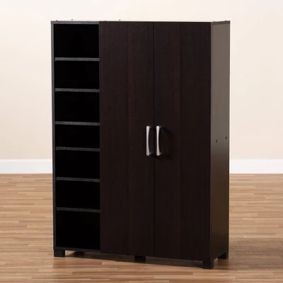 Marine Finished 2 Door Wood Entryway Shoe Storage Cabinet With Open Shelves Brown - Baxton Studio 3 Marine Finished 2 Door Wood Entryway Shoe Storage Cabinet With Open Shelves Brown - Baxton Studio - Image 3