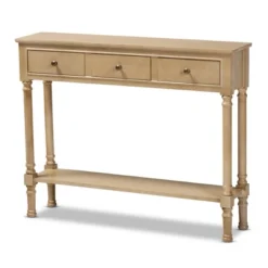 3 Drawer Calvin Wood Entryway Console Table - Baxton Studio -Baxton Studio GUEST 80762012 9f98 4d5c 872c 20a57a75bc9d