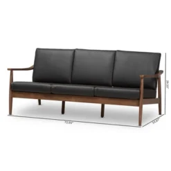 Venza Mid-Modern Walnut Wood Faux Leather 3 Seater Sofa Black - Baxton Studio 13 Venza Mid-Modern Walnut Wood Faux Leather 3 Seater Sofa Black - Baxton Studio -Baxton Studio GUEST 80bfc8ee 1c72 4e18 a4e7 08a47aa73709