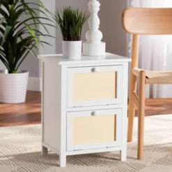 Sariah Wood Rattan 2 Door Nightstand White - Baxton Studio 15 Sariah Wood Rattan 2 Door Nightstand White - Baxton Studio -Baxton Studio GUEST 80e649b1 dd30 4193 933f 940038c95f4a