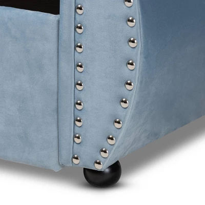 Twin Abbie Velvet Tufted Daybed With Trundle Light Blue - Baxton Studio 7 Twin Abbie Velvet Tufted Daybed With Trundle Light Blue - Baxton Studio - Image 7