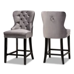 2pc Howell Modern Velvet Upholstered Wood Counter Height Barstool Set - Baxton Studio 17 2pc Howell Modern Velvet Upholstered Wood Counter Height Barstool Set - Baxton Studio -Baxton Studio GUEST 8439f50b 1ada 4b95 b104 8612838f92d5