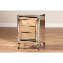 3 Drawer Pauline Contemporary Glam And Luxe Mirrored Nightstand White - Baxton Studio -Baxton Studio GUEST 84a92780 f19d 4a94 80ac 2116921b00a0