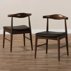 Set Of 2 Winton Mid Century Modern Walnut Wood Dining Chairs Black, Brown - Baxton Studio 12 Set Of 2 Winton Mid Century Modern Walnut Wood Dining Chairs Black, Brown - Baxton Studio -Baxton Studio GUEST 84e5b041 9dc0 4e70 a8b3 a78589207394