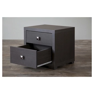 Silvertone Modern Nightstand Espresso - Baxton Studio 1 Silvertone Modern Nightstand Espresso - Baxton Studio