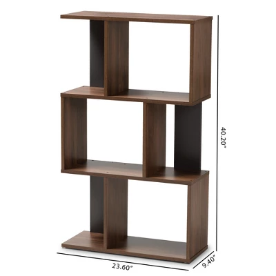 40.2" Legende Finished Display Bookcase Brown/Dark Gray - Baxton Studio 3 40.2" Legende Finished Display Bookcase Brown/Dark Gray - Baxton Studio - Image 3