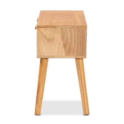 Falan Wood With Rattan 2 Drawer Console Table Oak Brown - Baxton Studio 5 Falan Wood With Rattan 2 Drawer Console Table Oak Brown - Baxton Studio - Image 5