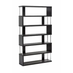 Baxton Studio 47 75.5" Barnes Six Shelf Modern Bookshelf Dark Brown - Baxton Studio