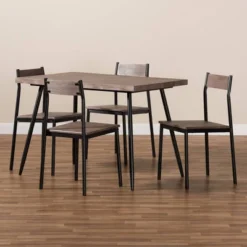 5pc Dining Set Metal And Mave Wood Walnut/Black - Baxton Studio -Baxton Studio GUEST 85f812b9 1c33 466d af2b f6c3baf15f46