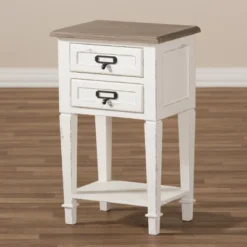 Dauphine 2 Drawer Provincial Style Oak And Distressed Finish Wood Nightstand White - Baxton Studio 12 Dauphine 2 Drawer Provincial Style Oak And Distressed Finish Wood Nightstand White - Baxton Studio -Baxton Studio GUEST 861337bf d9f6 4208 a2d0 54ba514375be