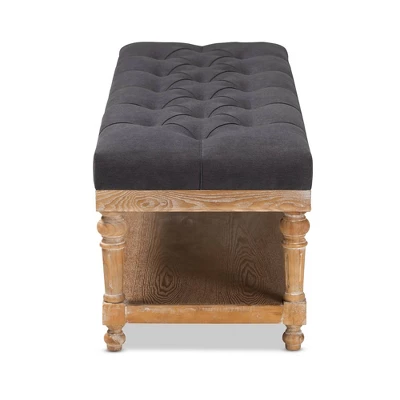 Linda Linen Fabric Upholstered Washed Wood Storage Bench - Baxton Studio 2 Linda Linen Fabric Upholstered Washed Wood Storage Bench - Baxton Studio - Image 2