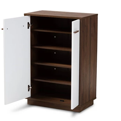 Mette Walnut Finished Wood Shoe Cabinet White - Baxton Studio 8 Mette Walnut Finished Wood Shoe Cabinet White - Baxton Studio - Image 8