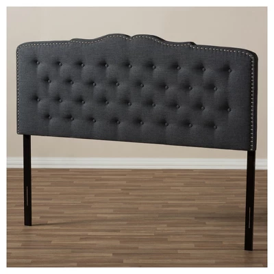 King Lucy Modern And Contemporary Fabric Headboard Dark Gray - Baxton Studio: Upholstered, Button-Tufted, Nailhead Trim 3 King Lucy Modern And Contemporary Fabric Headboard Dark Gray - Baxton Studio: Upholstered, Button-Tufted, Nailhead Trim - Image 3
