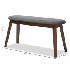 Baxton Studio Easton Mid Century Modern Walnut Finished Wood Fabric Upholstered Bench -Baxton Studio GUEST 863a3145 d0e5 4d2d b64d d1e231148e26