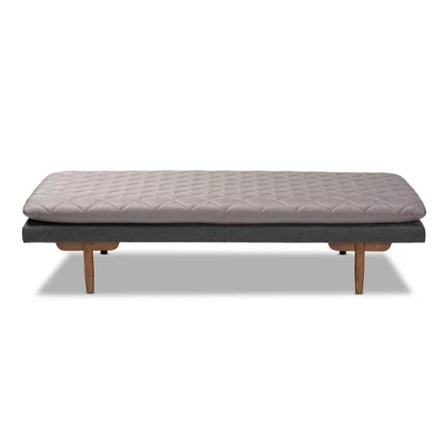 Twin Two Marit Tone Upholstered Wood Daybed Gray/Walnut - Baxton Studio 7 Twin Two Marit Tone Upholstered Wood Daybed Gray/Walnut - Baxton Studio - Image 7