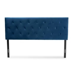 Queen Felix Velvet Fabric Upholstered Headboard Blue - Baxton Studio