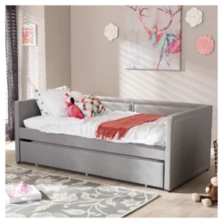 Baxton Studio Twin Raymond Modern And Contemporary Fabric Nailhead Trimmed Sofa Daybed With Roll Out Trundle Guest Bed Gray: Rubberwood Frame 16 Baxton Studio Twin Raymond Modern And Contemporary Fabric Nailhead Trimmed Sofa Daybed With Roll Out Trundle Guest Bed Gray: Rubberwood Frame -Baxton Studio GUEST 867ed26d 5017 4056 bbe8 4c0a0b757c24