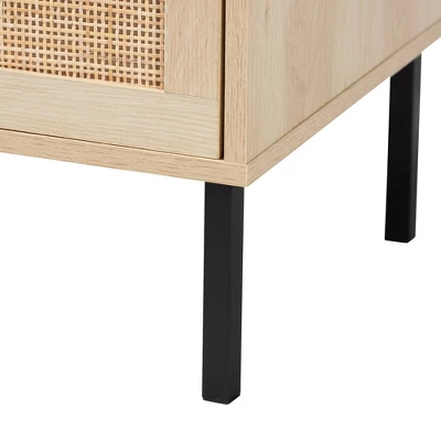 Caterina Wood And Natural Rattan 1 Door End Table Natural Brown/Black - Baxton Studio 6 Caterina Wood And Natural Rattan 1 Door End Table Natural Brown/Black - Baxton Studio - Image 6